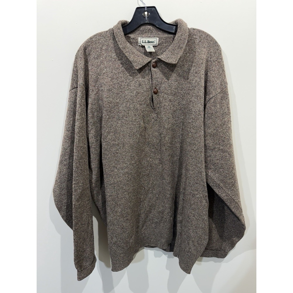 Vtg LL Bean Sweater Mens L Brown Classic 100% Lambs Wool Knit Pullover Scotland